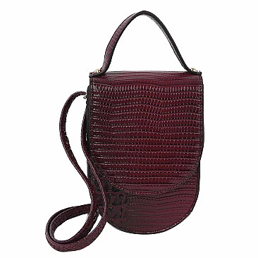 Top Flap Croc Alligator Cell Phone Purse & Crossbody Bag