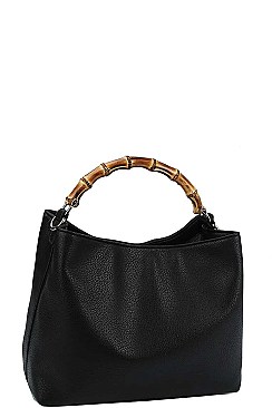 CUTE FASHION BAMBOO HANDLE SATCHEL WITH LONG STRAP