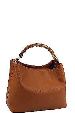 CUTE FASHION BAMBOO HANDLE SATCHEL WITH LONG STRAP