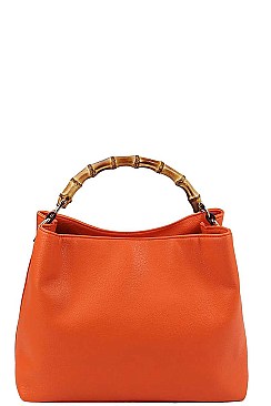 CUTE FASHION BAMBOO HANDLE SATCHEL WITH LONG STRAP