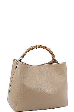CUTE FASHION BAMBOO HANDLE SATCHEL WITH LONG STRAP