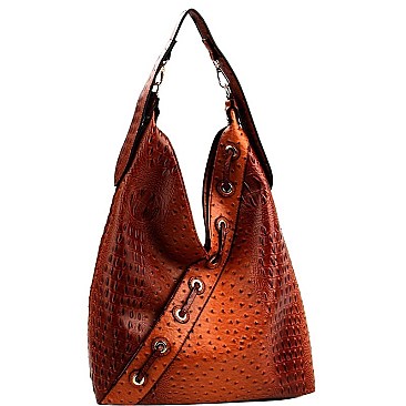 CROC-OSTRICH PRINT HOBO WALLET SET