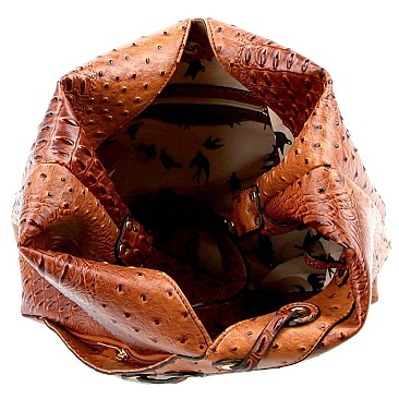 CROC-OSTRICH PRINT HOBO WALLET SET