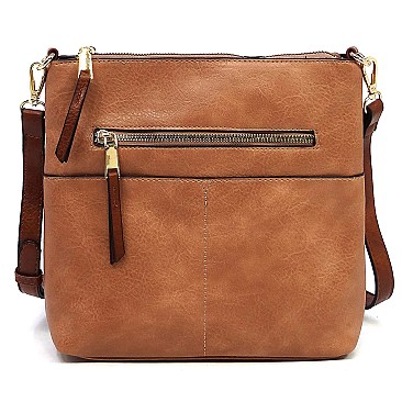 Fashion Zippered Pocket Crossbody Bag