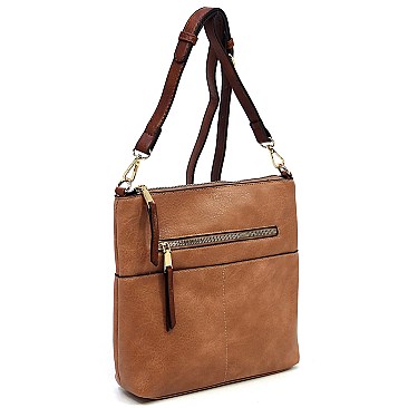 Fashion Zippered Pocket Crossbody Bag