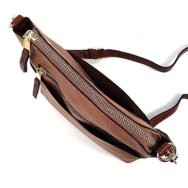 Fashion Zippered Pocket Crossbody Bag
