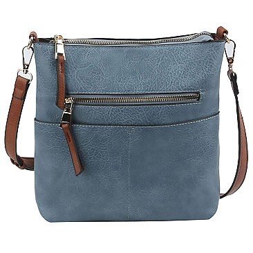 Fashion Zippered Pocket Crossbody Bag