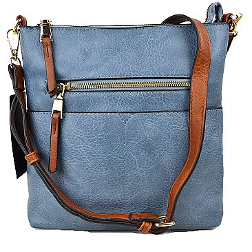 Fashion Zippered Pocket Crossbody Bag
