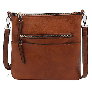 Fashion Zippered Pocket Crossbody Bag