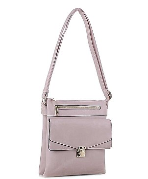 TEXTURED LEATHER SMOOTH ENVELOPE DESIGN CROSSBODY BAG