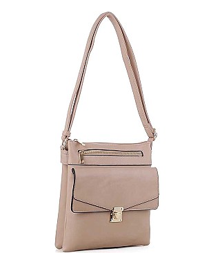 TEXTURED LEATHER SMOOTH ENVELOPE DESIGN CROSSBODY BAG