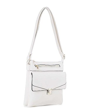 TEXTURED LEATHER SMOOTH ENVELOPE DESIGN CROSSBODY BAG