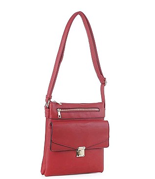 TEXTURED LEATHER SMOOTH ENVELOPE DESIGN CROSSBODY BAG