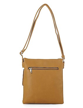 TEXTURED LEATHER SMOOTH ENVELOPE DESIGN CROSSBODY BAG
