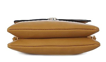 TEXTURED LEATHER SMOOTH ENVELOPE DESIGN CROSSBODY BAG