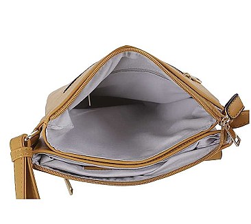 TEXTURED LEATHER SMOOTH ENVELOPE DESIGN CROSSBODY BAG