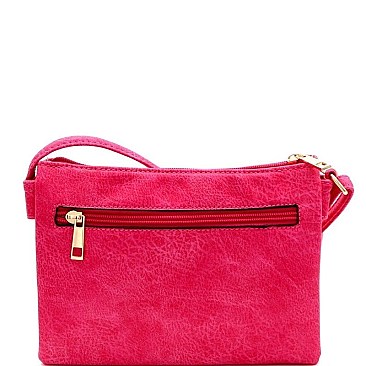 Bow Accent Tasselled Front Zip Crossbody
