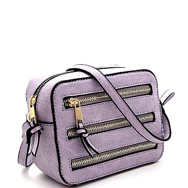 MULTI-ZIP BOXY CROSSBODY SHOULDER BAG