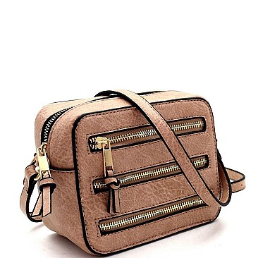 MULTI-ZIP BOXY CROSSBODY SHOULDER BAG