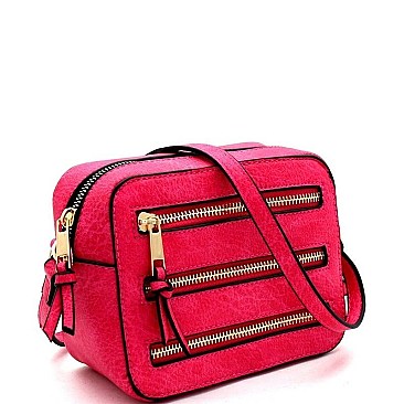 MULTI-ZIP BOXY CROSSBODY SHOULDER BAG
