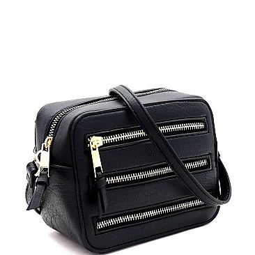 MULTI-ZIP BOXY CROSSBODY SHOULDER BAG