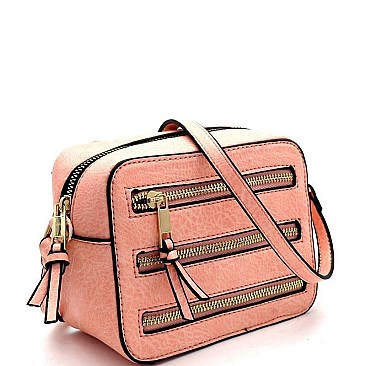 MULTI-ZIP BOXY CROSSBODY SHOULDER BAG