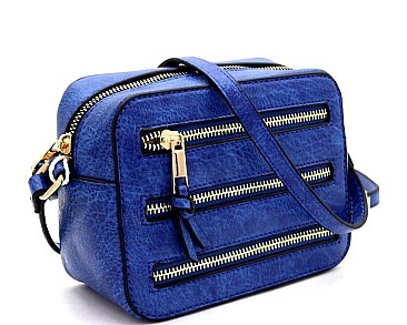 MULTI-ZIP BOXY CROSSBODY SHOULDER BAG
