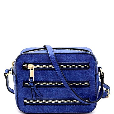 MULTI-ZIP BOXY CROSSBODY SHOULDER BAG