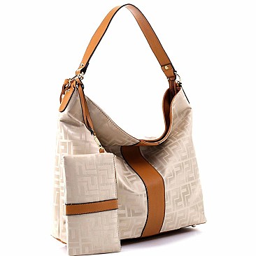 2 in 1 Single Strap Monogram Hobo Wristlet SET