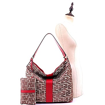 2 in 1 Single Strap Monogram Hobo Wristlet SET