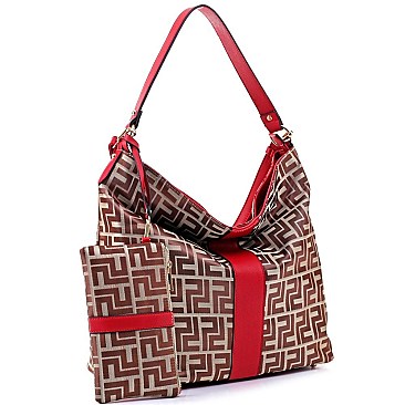 2 in 1 Single Strap Monogram Hobo Wristlet SET