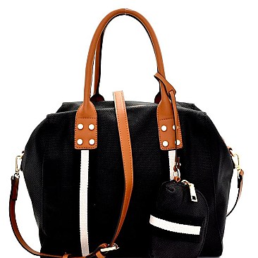 Denim Stripe Accent 2-Way Tote Pouch Set