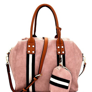 Denim Stripe Accent 2-Way Tote Pouch Set
