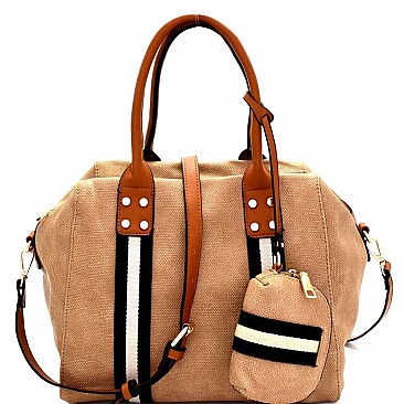 Denim Stripe Accent 2-Way Tote Pouch Set