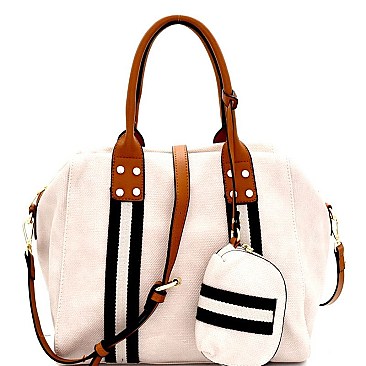 Denim Stripe Accent 2-Way Tote Pouch Set