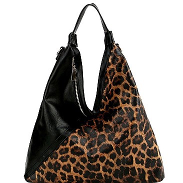 LEOPARD ACCENT TWO-WAY HOBO