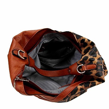 LEOPARD ACCENT TWO-WAY HOBO