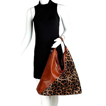 LEOPARD ACCENT TWO-WAY HOBO