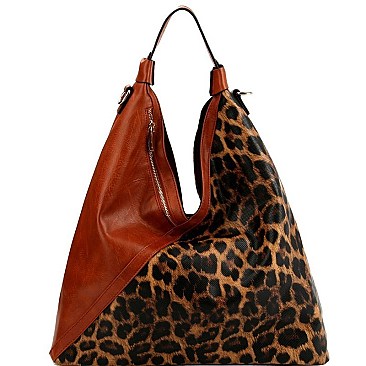 LEOPARD ACCENT TWO-WAY HOBO