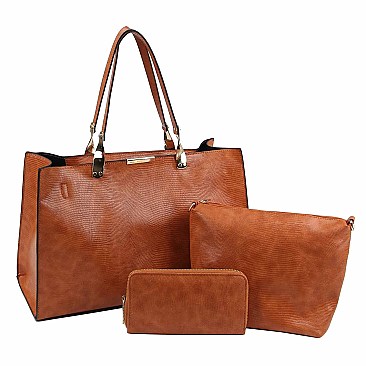3-in-1 Python Snake Skin Satchel