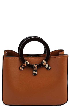 LEOPARD TRIM TOTE BAG WITH THICK LONG STRAP