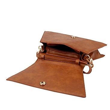 Medium Two-Tone Linked Chain Strap 2-Way Flap Satchel