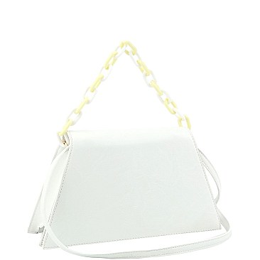 Medium Two-Tone Linked Chain Strap 2-Way Flap Satchel