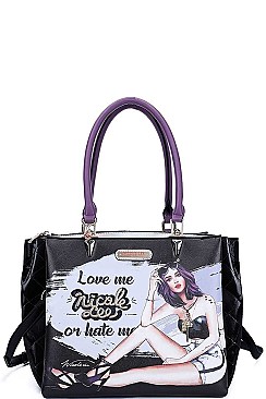 Nicole Lee LOVE ME OR HATE ME PRINT SATCHEL