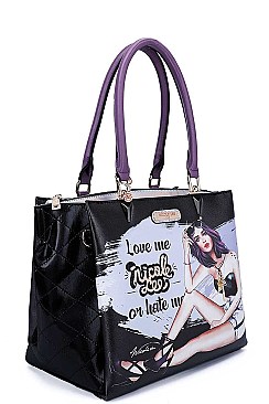 Nicole Lee LOVE ME OR HATE ME PRINT SATCHEL