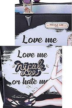 Nicole Lee LOVE ME OR HATE ME PRINT SATCHEL