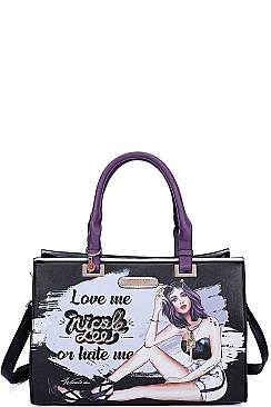 Nicole Lee LOVE ME OR HATE ME LONG STRAP TOTE BAG