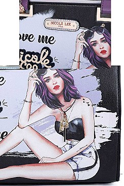Nicole Lee LOVE ME OR HATE ME LONG STRAP TOTE BAG