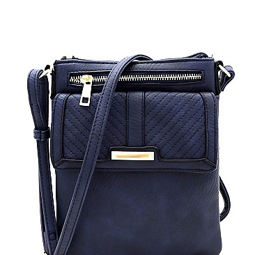 Classic Chevron Quilted Multi-Pocket Cross Body Messenger MH-LW2137