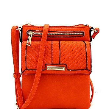 Classic Chevron Quilted Multi-Pocket Cross Body Messenger MH-LW2137